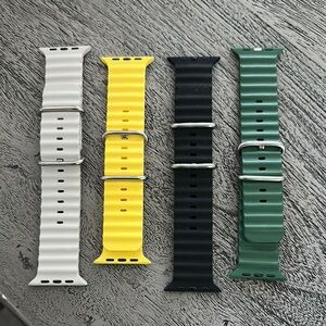 Silicone Watch Bands - White, Yellow, Black, Green - Fit for Apple Watch 44mm